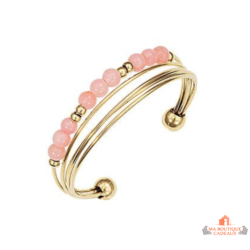Bracelet Femme en Acier Doré avec Perles Corail - Carla Nogueres, Garantie 2 ans