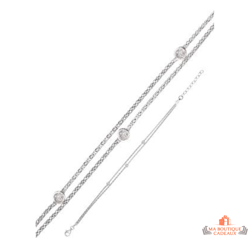 Bracelet Argent 925/1000 Motif Petites Pierres Oxyde Zirconium - Carla Nogueres Garantie 2 ans