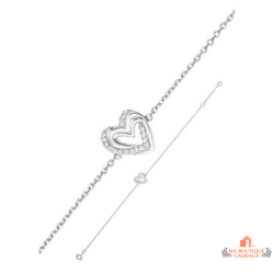 Bracelet Argent 925/1000 Motif Cœur en Oxyde de Zirconium - Carla Nogueres Garantie 2 ans