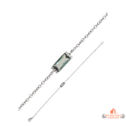 Bracelet Argent 925/1000 Motif Pierre en Verre Verte - Carla Nogueres Garantie 2 ans