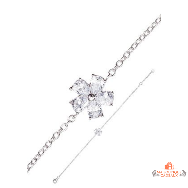 Bracelet Argent 925/1000 Motif Fleur en Oxyde de Zirconium - Carla Nogueres Garantie 2 ans