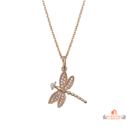 Collier Pendentif Plaqué Or avec Libellule en Oxyde de Zirconium Carla Nogueres Garantie 2 ans