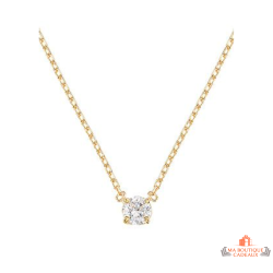 Carla Nogueres Collier Pendentif Plaqué Or - Solitaire en Oxyde de Zirconium - Garantie 2 ans