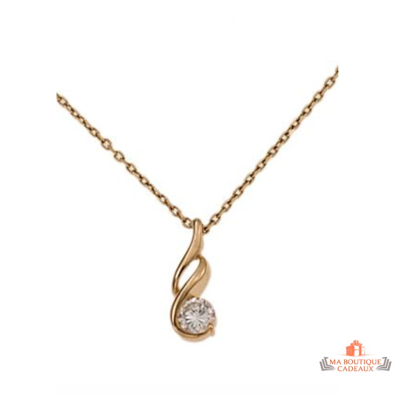 Carla Nogueres Collier Pendentif Plaqué Or - Motif Infini - Pierre Solitaire en Oxyde de Zirconium - Garantie 2 ans.