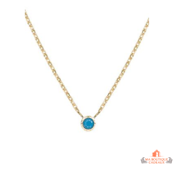 Carla Nogueres Collier Pendentif Plaqué Or - Solitaire Turquoise - Garantie 2 ans