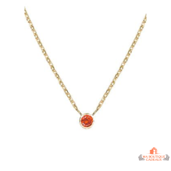 Carla Nogueres Collier Pendentif Plaqué Or - Solitaire Orange - Garantie 2 ans