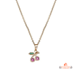 Carla Nogueres Collier Pendentif Cerise en Plaqué Or - Garantie 2 ans