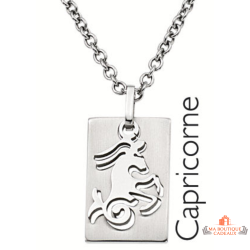 Carla Nogueres Collier Pendentif Signe Astrologique Capricorne en Acier - Garantie 2 ans