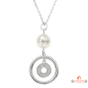 Carla Nogueres Collier Pendentif Argent 925/1000 avec Deux Cercles et Perle d'Imitation Garantie 2 ans