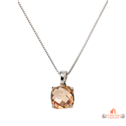 Carla Nogueres Collier Pendentif Argent 925/1000 Pierre Rose Oxyde Zirconium Garantie 2 ans