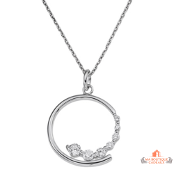 Carla Nogueres Collier Pendentif Argent 925/1000 Cercle Pierres Oxyde Zirconium Garantie 2 ans