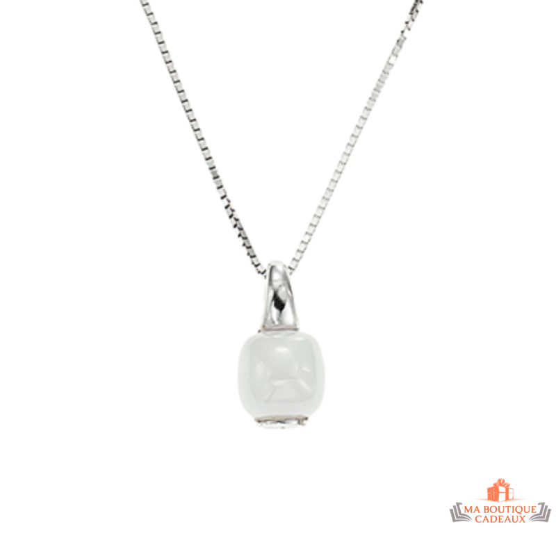 Carla Nogueres Collier Pendentif Argent 925/1000 Pierre Synthétique Blanc Garantie 2 ans