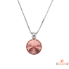 Carla Nogueres Collier Pendentif Argent 925/1000 Solitaire Cristal Rose Swarovski Garantie 2 ans