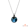 Carla Nogueres Collier Pendentif Argent 925/1000 Solitaire Cristal Bleu Swarovski Garantie 2 ans