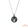 Carla Nogueres Collier Pendentif Argent 925/1000 Solitaire Cristal Noir Swarovski Garantie 2 ans