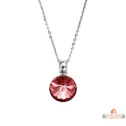 Carla Nogueres Collier Pendentif Argent 925/1000 Solitaire Cristal Rouge Swarovski Garantie 2 ans