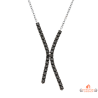 Carla Nogueres Collier Pendentif Argent 925/1000 Deux Barres Attachées Noir en Forme de H Garantie 2 ans