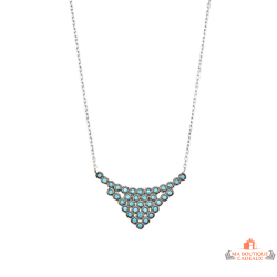 Carla Nogueres Collier Pendentif Argent 925/1000 Triangle Bleu Turquoise Garantie 2 ans