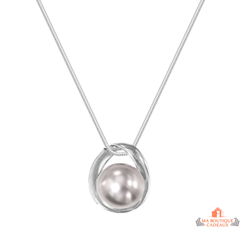 Collier Pendentif Argent 925/1000 avec Demi Perle d'Imitation - Carla Nogueres - Garantie 2 ans