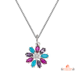 Collier pendentif fleur multicolore Carla Nogueres - Garantie 2 ans