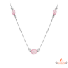 Collier Pendentif en Argent 925/1000 avec Trois Pierres Roses Swarovski - Carla Nogueres, Garantie 2 ans