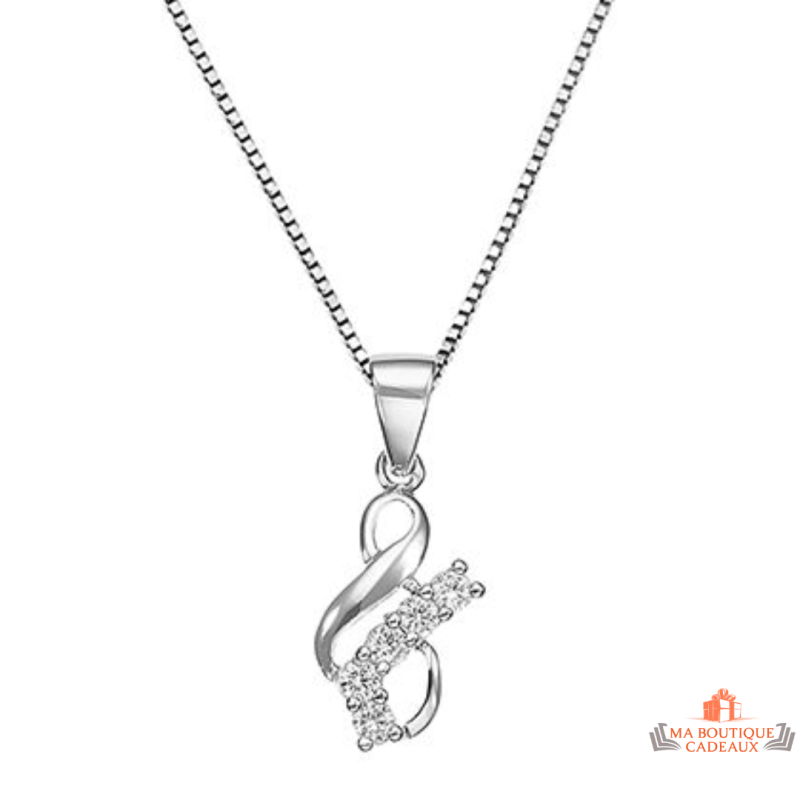 Collier Pendentif Note de Musique en Argent 925 avec Oxyde de Zirconium - Carla Nogueres, Garantie 2 ans