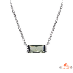 Collier Pendentif Pierre en Verre Verte Argent 925/1000 Carla Nogueres Garantie 2 ans
