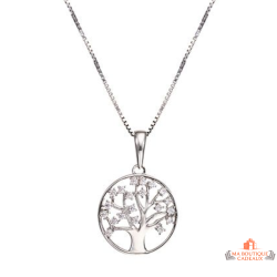 Carla Nogueres Collier Pendentif Argent 925/1000 Arbre de Vie en Oxyde de Zirconium Garantie 2 ans