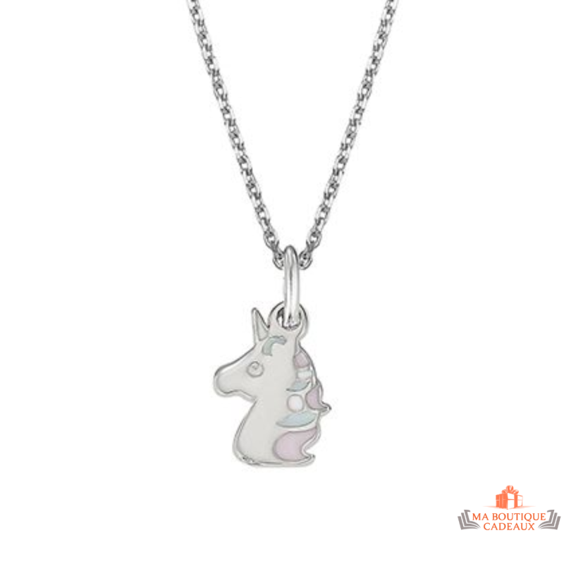 Carla Nogueres Collier Pendentif Argent 925/1000 Licorne pour Enfants Garantie 2 ans
