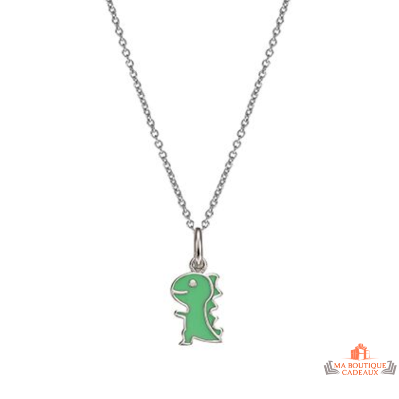 Carla Nogueres Collier Pendentif Argent 925/1000 Dinosaure pour Enfants Garantie 2 ans