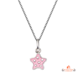 Carla Nogueres Collier Pendentif Argent 925/1000 Étoile Rose pour Enfants Garantie 2 ans