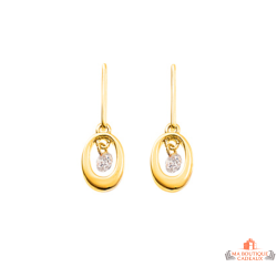 Boucles d'Oreilles Pendantes Plaqué Or avec Cercle en Oxyde de Zirconium - Carla Nogueres- Garantie 2 ans