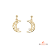 Boucles d'Oreilles Plaqué Or Motif Lune et Cœurs - Carla Nogueres- Garantie 2 ans