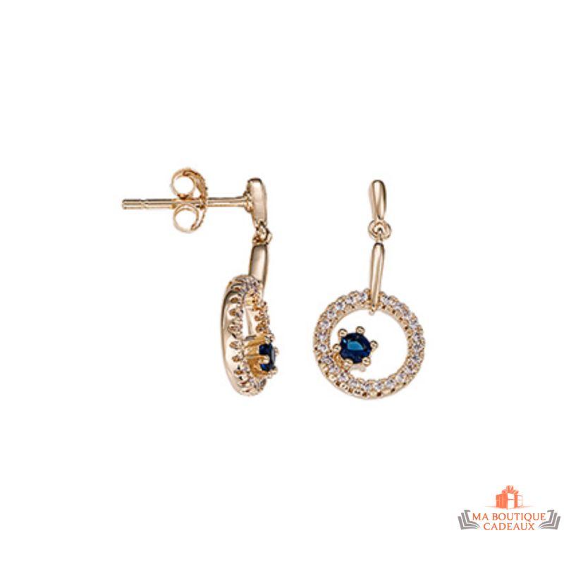 Boucles d'oreilles en plaqué or motif cercle avec oxyde de zirconium - Carla Nogueres - Garantie 2 ans