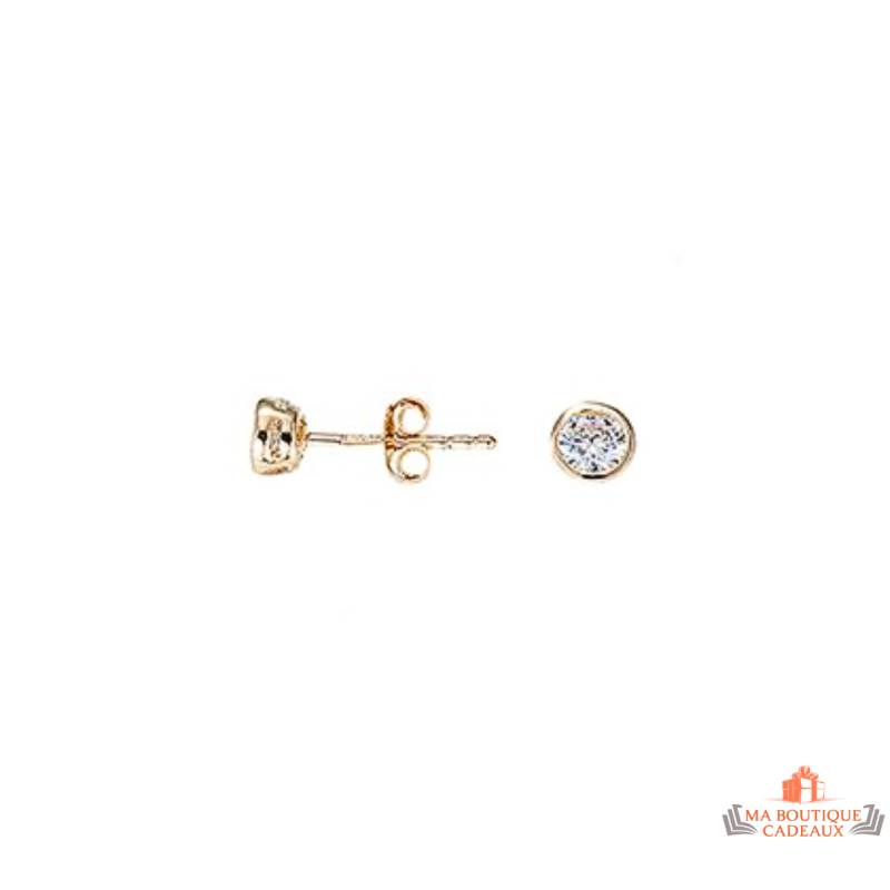 Boucles d'oreilles en plaqué or motif solitaire en oxyde de zirconium - Carla Nogueres - Garantie 2 ans