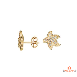 Boucles d'oreilles Carla Nogueres en plaqué or motif étoile de mer oxyde de zirconium - Garantie 2 ans
