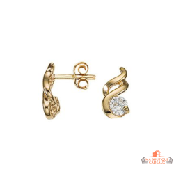 Boucles d'oreilles Carla Nogueres en plaqué or motif flamme avec pierre oxyde de zirconium - Garantie 2 ans