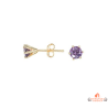 Boucles d'Oreilles en Plaqué Or avec Solitaire Améthyste Violet et Oxyde de Zirconium Carla Nogueres Garantie 2 ans