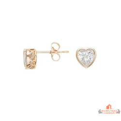 Boucles d'oreilles Carla Nogueres en plaqué or motif cœur en oxyde de zirconium - Garantie 2 ans