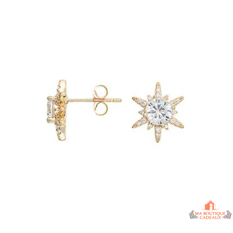 Boucles d'oreilles Carla Nogueres en plaqué or motif étoile en oxyde de zirconium - Garantie 2 ans