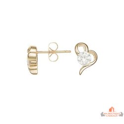 Boucles d'Oreilles Plaqué Or Carla Nogueres Garantie 2 ans avec Motif Cœur en Oxyde de Zirconium