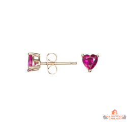 Boucles d'Oreilles Plaqué Or Carla Nogueres Garantie 2 ans avec Motif Cœur Rose en Oxyde de Zirconium