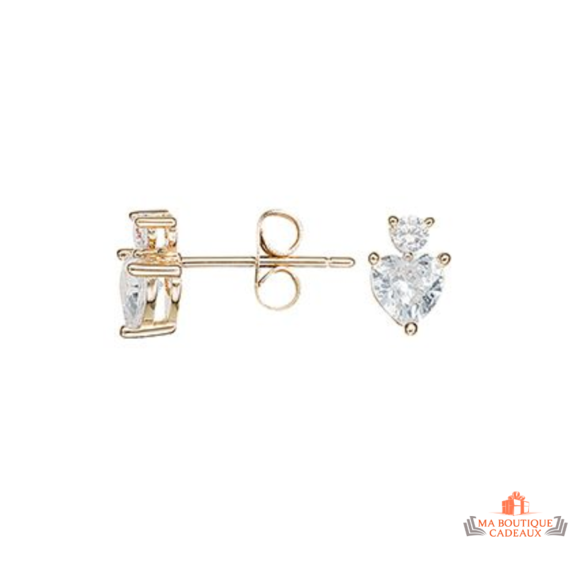 Boucles d'Oreilles en Plaqué Or avec Oxydes de Zirconium Carla Nogueres Garantie 2 ans.