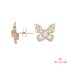 Boucles d'oreilles Carla Nogueres en plaqué or motif papillon en oxyde de zirconium - Garantie 2 ans