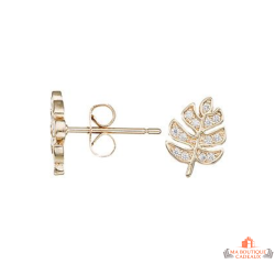 Boucles d'Oreilles en Plaqué Or avec Motif Feuille d'Arbre Carla Nogueres Garantie 2 ans