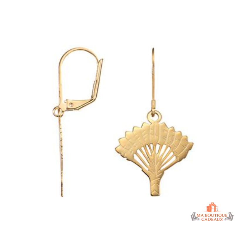 Boucles d'Oreilles Pendantes Plaqué Or Motif Flèches d'Arc avec Plumes Carla Nogueres Garantie 2 Ans