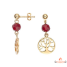 Boucles d'Oreilles Plaqué Or Motif Arbre de Vie avec Pierre Rouge Carla Nogueres Garantie 2 Ans