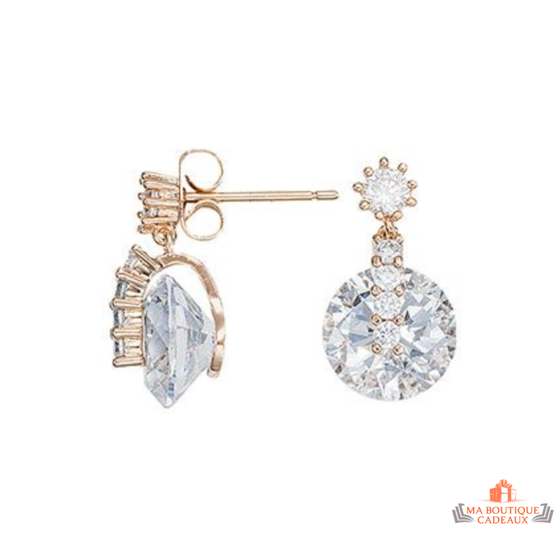 Boucles d'Oreilles Plaqué Or Solitaire en Oxyde de Zirconium Carla Nogueres - Carla Nogueres - Garantie 2 ans