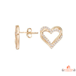 Boucles d'Oreilles Plaqué Or Double Cœur avec Oxyde de Zirconium de Carla Nogueres - Garantie 2 ans