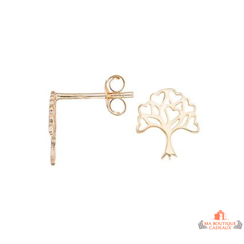 Boucles d'Oreilles Plaqué Or Motif Arbre de Vie de Carla Nogueres - Garantie 2 ans